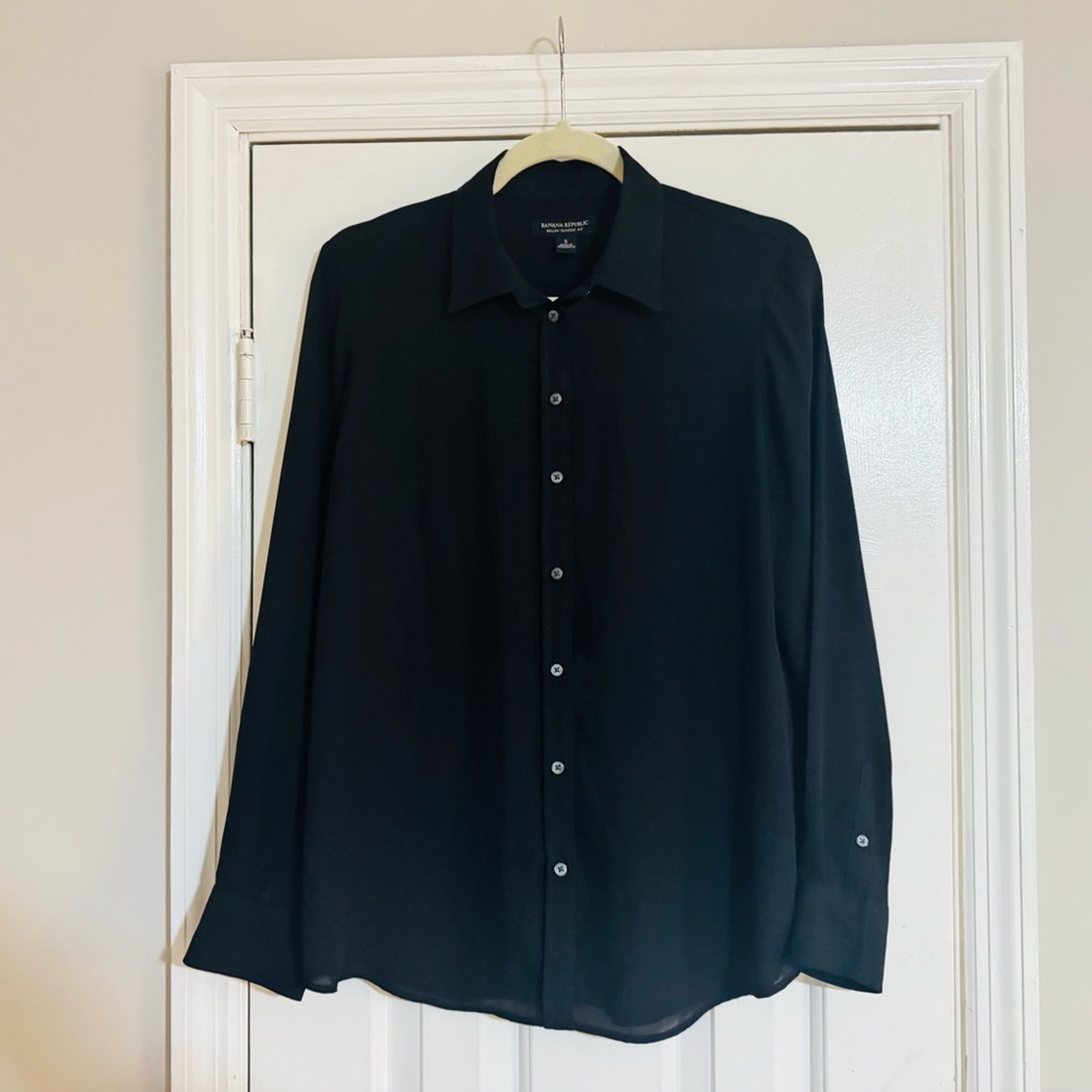👑 LIKE NEW Banana Republic Classic Black Dress Shirt